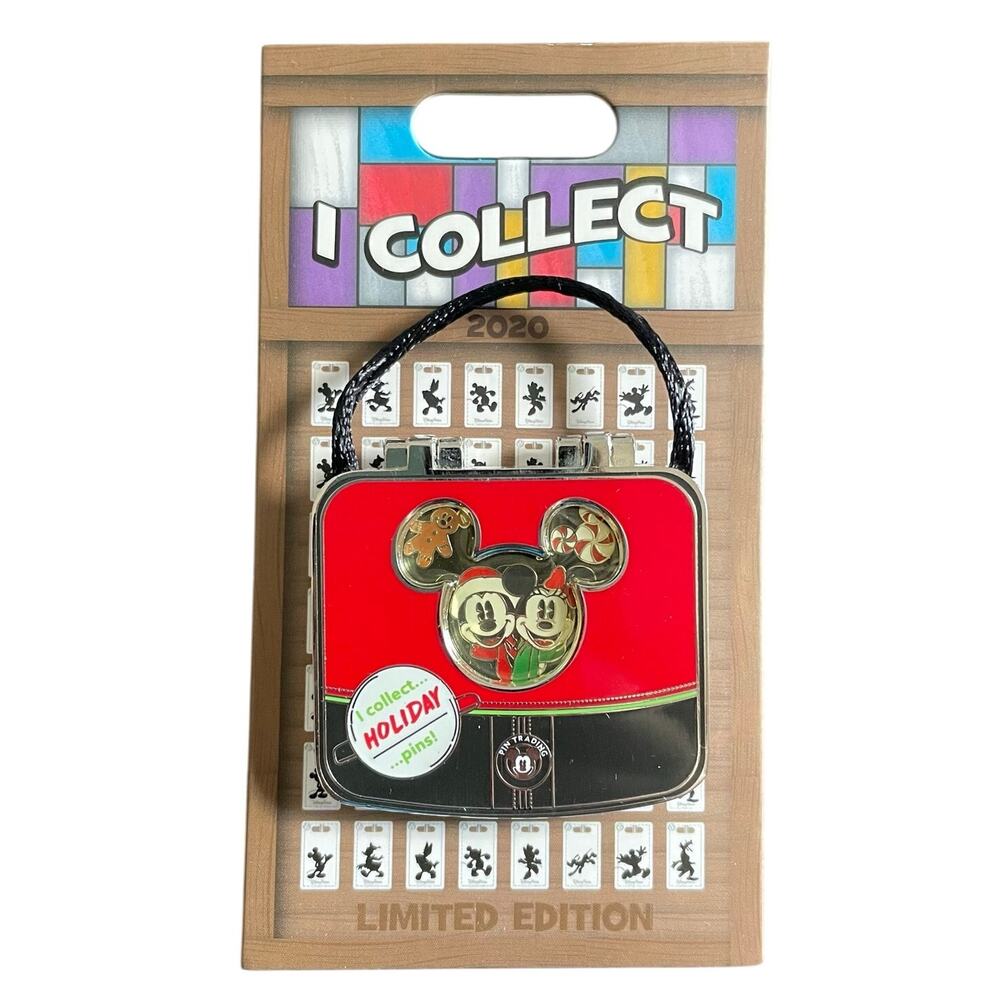 Disney I Collect Mickey Minnie Christmas Pin Trading Bag Hinge Pin LE 2000